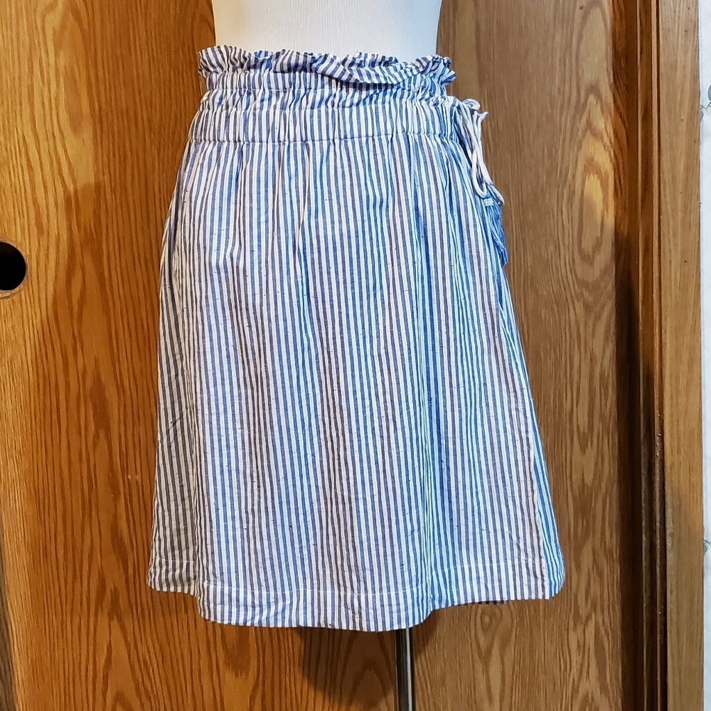 Club monaco Radura faux wrap striped mini skirt blue/white stripe size S - Picture 4 of 12
